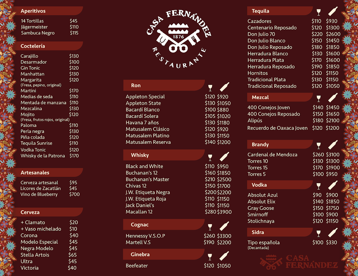 Casa Fernández 1876 Menu - Image 1